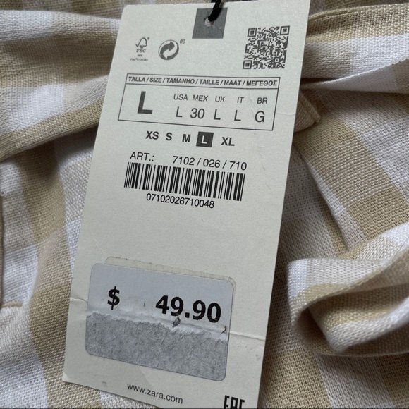 Zara Cotten Blend Shirts Size Large NWT - Picture 8 of 8